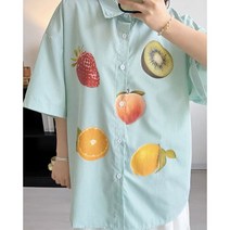 R190-P45여름과일프린트반팔셔츠루즈남성