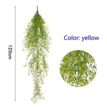 인공 꽃 포도 나무 식물 화환 홈 가든 휴일 웨딩 파티 시뮬레이션 잎 정원 장식, 노란색
