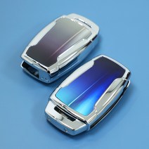 폰데코 쌍용 스마트키 3버튼 그라데이션 메탈 유리 키케이스 키홀더, 쌍용 키케이스 그레이블랙