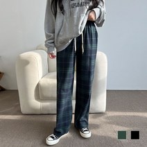셀러브 타탄 체크 밴딩 와이드 팬츠 SD-220371A