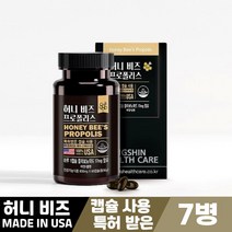 허니 비즈 프로폴리스 bee propolis 60캡슐 특허 캡슐 먹는방법, 7병, 허니 비즈 프로폴리스 600mg x 60캡슐