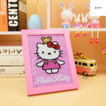 보석십자수 헬로키티 액자 키티 diy 큐빅 비즈 사각 애니 만들기, KT22