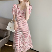 Migtis 플라워 브이넥 여름 반팔 롱원피스