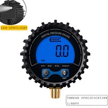 두께측정기 디지털 타이어 압력 게이지 고정밀 255PSI 백라이트 LCD 디스플레이 자동차 오토바이 자전거용 구리 스레드 공기 게이지, 02 as shown