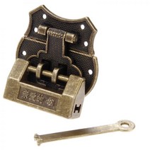 부속 교체 재봉틀 가구 리폼 하드웨어 골동품 청동 빈티지 중국어 오래된 잠금 나무 상자 자물쇠 래치 걸쇠 버클 및 나사 1 세트