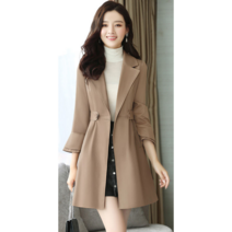 트렌치코트 여성 중장형 여성복 가을 패션 기품 허리 접는 한국판 얇은 외투