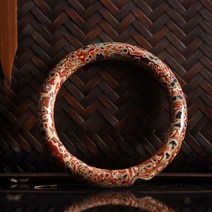 나전칠기자개장 완성된 대형 옻칠팔찌 무형유산칠기장신구 무소칠기 매립자개오팔 민족풍장신구, [10] 말라카이트 그린(와이드 상감 오팔 56)