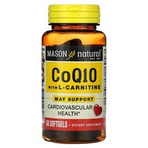 Mason Natural (메이슨 내추럴) Mason Natural L-카르니틴 함유 CoQ10 소프트젤 50정, 5개