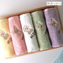 송월 40수코마사 베이비 하트베어 강아지 긴급자동차 어린이집 고리수건 5장 6장세트 선물 이름자수, 1, 강아지시리즈(6장)