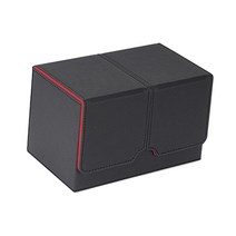 Royalways 트레이딩 카드 데크 박스 게임 카드 프로텍터 앨범 컨테이너 디스플레이 데크 케이스, PU 가죽, 블랙 레드