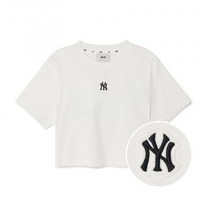 엠엘비 반소매 티셔츠 여성 베이직 중앙 스몰로고 크롭 반팔 티셔츠 NY (Ivory)
