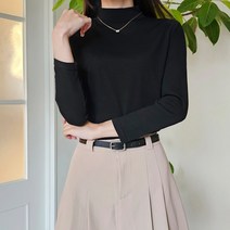 잘빠진 여성용 심플 반목폴라 긴팔 티셔츠