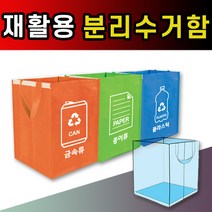 재활용 분리수거함 쓰레기통 가정용 3종 세트, 분리수거함3개입-(밑받침있음)