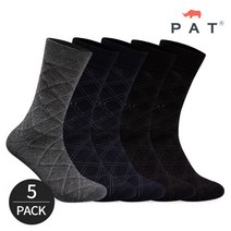 PAT 남성 베이직 장목 신사정장 양말 5족세트 블랙 그레이 네이비