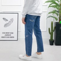 더제이엘 밑단컷팅 테이퍼드 청바지 스판