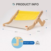 Mewoofun Cat Window Perch 4컬러 나무조립 행잉베드 면 캔버스 세탁이 간편한 멀티플라이 합판 야옹 해먹, 회색빛 노란색