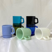 레트로 레고 밀크글라스 유리컵 스텍 머그 겹머그 인쇄 제작 주문제작, 레트로 레고 밀크글라스-민트, 1개