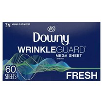 다우니 링클가드 드라이어 시트 프레쉬 60장 Downy Wrinkleguard Dryer Sheets Fresh Scent, 1팩