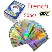 포켓몬 카드새로운 포켓몬 영어 플래시 카드 GX V VMAX EX 메가 리자몽 Mewtwo Zapdos 게임 컬렉션 카드, 08 French50pcsGX