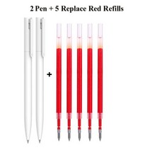 원래 샤오미 펜 쓰기 부드러운 빛 Mijia 붙이는 코어 교체 리필 블루 레드 블랙 0.5mm 비즈니스 롤러 볼펜, 2pen 5red refills