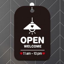 OPEN WELCOME(11am-10pm) 사각안내판 알림판 블랙