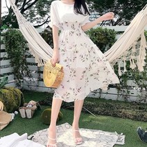 분위기있는 투피스느낌 바캉스룩 플레어 쉬폰원피스 번호 106511EA