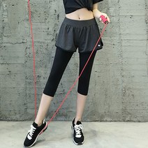 장바9니 하트 반바지 레이어드 7부 레깅스 요가 트레이닝팬츠