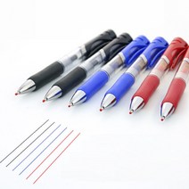 편한 그립감 젤펜 5개 세트 3색 0.5mm 볼펜 검정 빨강 블랙, 파랑 블루 5개