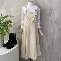 [신상무배]페미닌 버클 코듀로이 뷔스티에 원피스