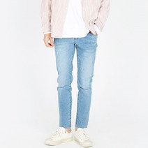 남자 워싱 페인트 밴딩 슬림 데님 팬츠 청바지