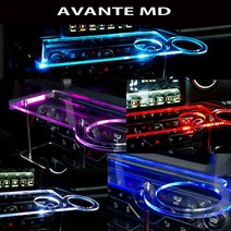ArtX 아반떼MD USB 5V LED 2단 차량용 무중력테이블 아반테 컵홀더 식탁 자동차 선반 핸드폰 거치대 수납용품, 일반형, 포함, 블루