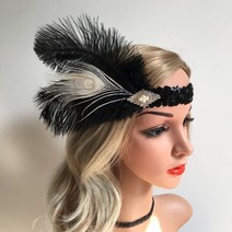 신부 웨딩 촬영 들러리 공작 깃털 태슬 비즈밴드 머리장식 복고풍 헤어밴드 선물용 헤어장식 5