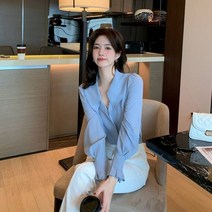 김비서블라우스 블라우스 곱창 왕리본 봄 여름 벌룬 5 6 월 결혼식 하객룩