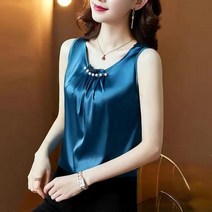 블라우스 여성 새틴 긴 소매 실크 탑 진주 스탠드 칼라 오피스 셔츠 솔리드 캐주얼 블러셔