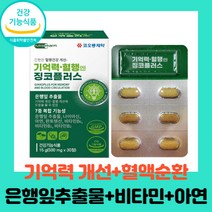 코오롱제약 징코플러스 은행잎추출물 혈액순환 뇌 건강 에 좋은 기억력 영양제 혈행개선 징코 500mg 30정, 2개(2개월분)