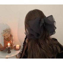 청순 풍성한 쉬폰 빅사이즈 리본 자동 헤어핀