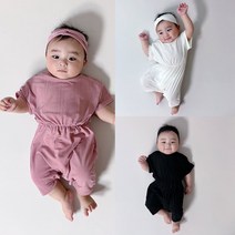 베이비 여름 모란 슈트 쿨플리츠슈트 헤어밴드세트