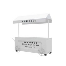 야외 노점 매대 카트 이동식 바퀴달린 스넥카 야시장 포장마차 리어카 판매대 철제, 화이트 180x60x200cm