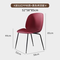 인테리어의자 디자인의자 레스토랑 티테이블 식당 카페 식탁용 라운지 테라스 감성 우드, 뽀삐 레드 PP+블랙 레그