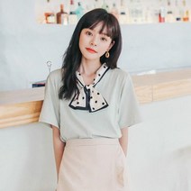 S92230 쁘띠스카프리본장식 예쁜색감 반팔티 여름신상