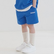 피아네르 키즈 키즈 주니어 로고 자수 스웻 쇼츠 코발트 블루