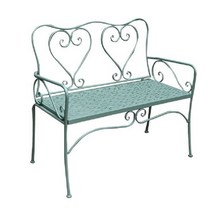 빈티지 엔틱 철제 벤치 체어 프로방스 스틸 의자 정원, 그린