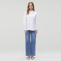 써스데이아일랜드 자수 핀턱 블록 블라우스_T232MBL140W