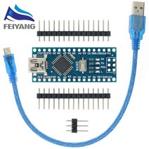 아두이노키트 프로그래밍 전자 아두이노 모듈 부품 Arduino nano 3.0 atmega328 컨트롤러 호환 보드 모듈 pcb 개발 보드(usb v3.0 없음)용 로봇, 케이블-328 블루
