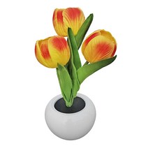 실내분수 미니 인테리어 분수대 LED Tulip Flower Night Potted Plant Table Lamp Home Room Decor, 한개옵션1, 01 orange