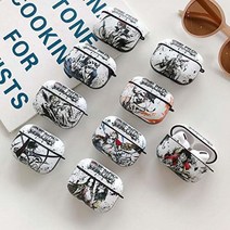 Nother BONICI 에어팟 프로용 보호 케이스 크리에이티브 애니메이션 히어로 테마 중국 풍경화 스타일 화이트 블랙 소프트 실리콘 TPU 고무 커버 이어버드 이어폰 무선 충전, AirPods Pro 108031 _pattern 7