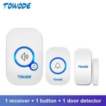 도어벨 비디오 TOWEDE M557 무선 초인종 홈 PIR 동작 감지기 가정용 상점 환영 시스템 32 노래 4 레벨 볼륨 조절 가능, Kit 5_EU 플러그