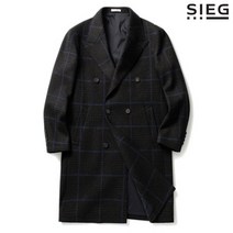 지이크 울 블렌디드 브라운 체크 더블 코트 (PBHAI7069)