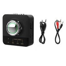 골든헬퍼 블루투스 LDAC 수신기 핸즈프리 3D 스테레오 음악 무선 어댑터 HiFi 오디오 RCA 3.5mm AUX 잭 자동차 유선 스피커, [01] Black