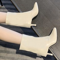몬드스팟 8cm 여성 킬힐 미디길이 부츠 아이보리 (DM985)